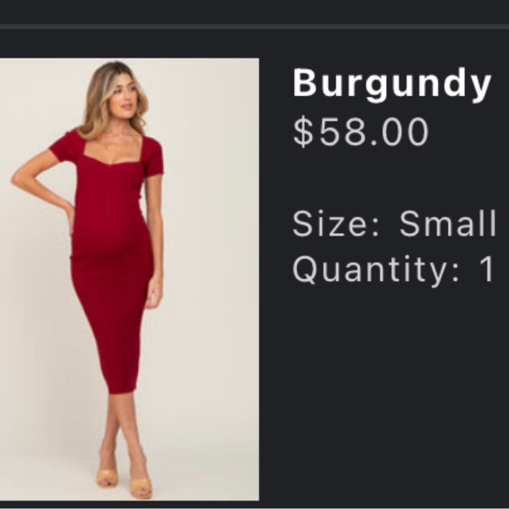 Burgundy Ribbed Maternity Midi Dress